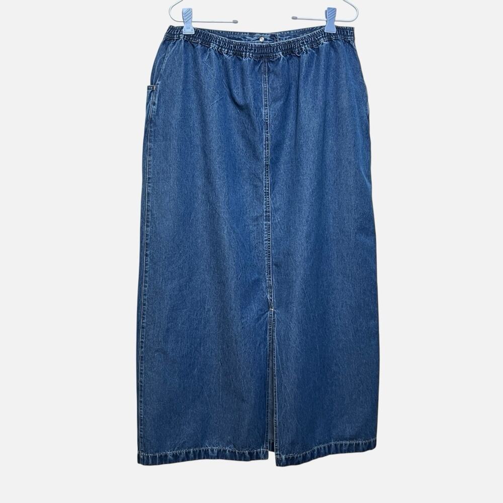 Susan Bristol Denim Skirt Size 14 Soft Straight Midi Long Cottagecore Vintage - Picture 8 of 13